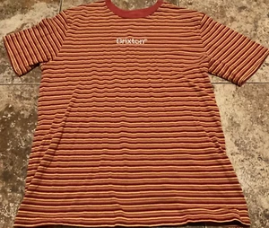 BRIXTON STRIPED RINGER T-SHIRT EMBROIDERED ( MENS LARGE ) TAILORED FIT PREOWNED - Picture 1 of 4