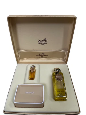 Juego de regalo vintage Hermes Caleche .08 oz perfume .8 oz eau de toilette y barra de jabón nuevo en caja Foto 1 de 4