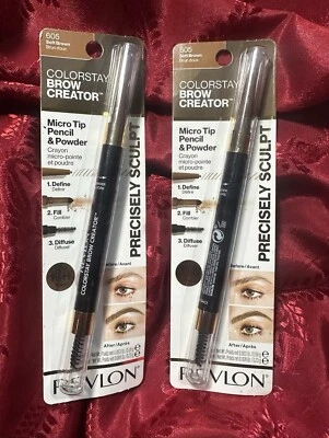 (2) Revlon Colorstay Brow Creator Micro Tip Pencil & Powder NIP 605 - Soft Brown - Image 1 of 4