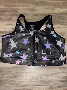 Torrid Zip Front Sports Bra - Wicking Active Stars Shine Grey Size 2 - Picture 1 of 8