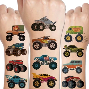 Monster Truck Temporary Tattoos for Kids Party Supplies - 10 Sheets Monster Truc - Picture 1 of 12