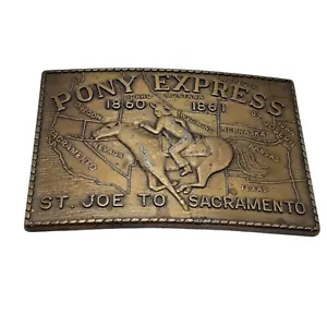 Fibbia per cintura vintage Pony Express 1860 1861 ottone da San Joe a Sacramento - Foto 1 di 9