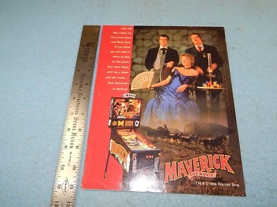 1994 Data East MAVERICK Pinball Game Advertising Flyer - Image 1 of 2