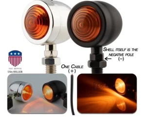 2Pcs Amber Bullet Motorcycle Turn Signal Light Indicator Blinker Lamp - Picture 1 of 10