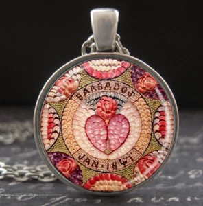 Sailor's Valentine Antique Shell Art Necklace Hand Crafted Barbados 1847 Pendant - Picture 1 of 3