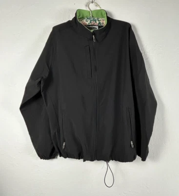卵石海滩夹克男式 XXL 黑色全拉链风衣外套高尔夫防水 — 第 1/4 张图片