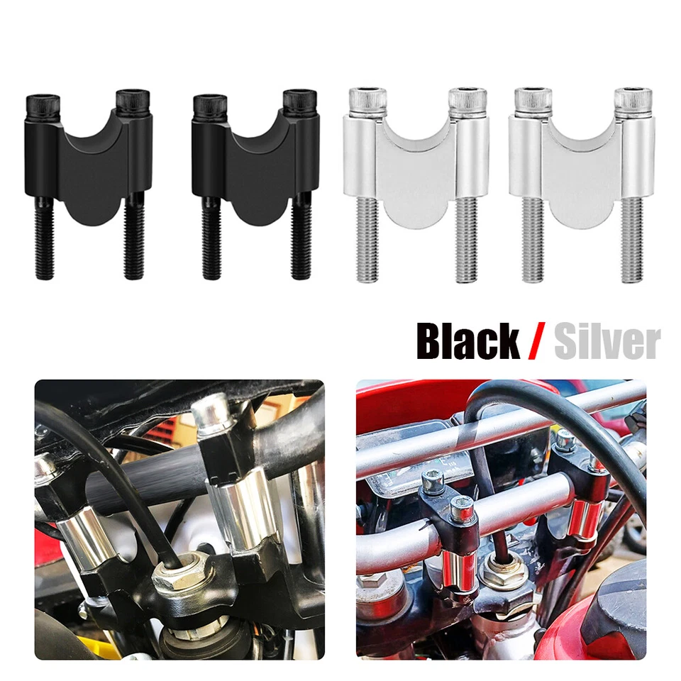 Elevadores de manillar plateados negros barra de 7/8" 30 mm de altura para Kawasaki KLX230SM KLX140R Foto 1 de 1