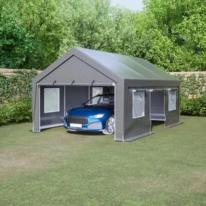 GihulaGo 13'x20' Heavy Duty Steel Carport Car Tarp Canopy Tent with Sidewall - Picture 1 of 10