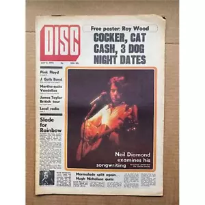 NEIL DIAMOND DISC MAGAZINE JULY 8 1972 NEIL DIAMOND COVER + INTERVIEW with roy w - Picture 1 of 1
