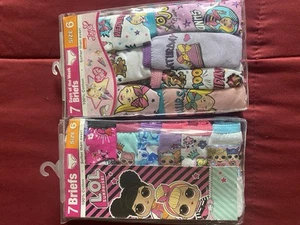 LOL GIRLS COTTON BRIEFS and JOJO SIWA Underwear 2 Pk 7 Underwear’s Each Pk Size6 - Picture 1 of 6