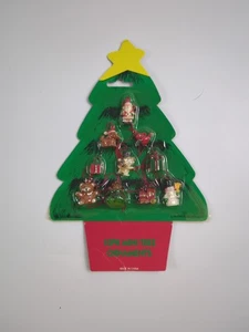 Vintage 1980s Miniature Christmas Tree Ornaments Set Of 10 1" - Picture 1 of 4