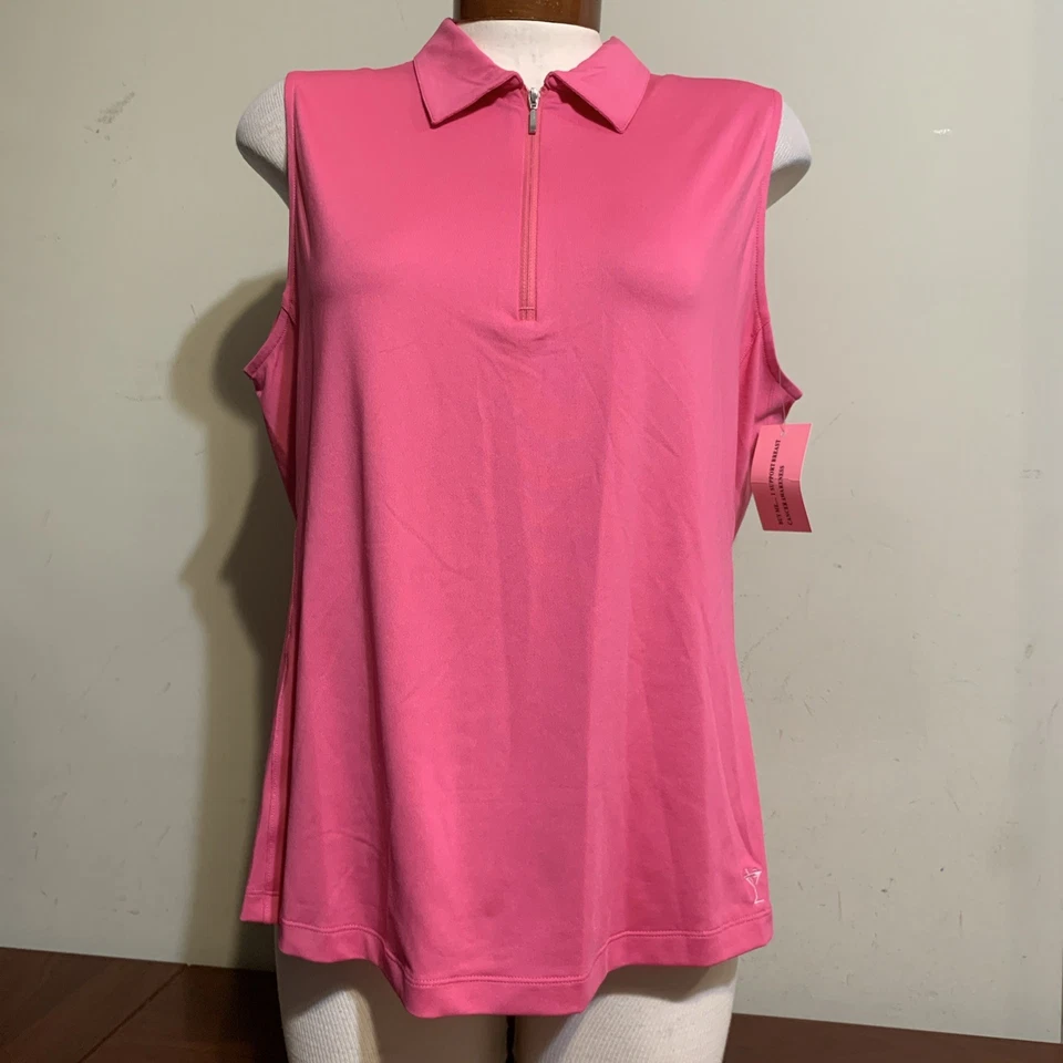 Camisa Golftini Sin Mangas Cremallera Tecnología XL Rosa Caliente Golf Pickleball Nueva Con Etiquetas Foto 1 de 4