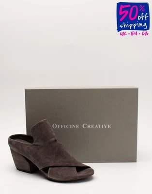 RRP€440 OFFICINE CREATIVE LABORATORIO Leather Velour Mule Shoes US7 UK4 EU37 - Imagem 1 de 4