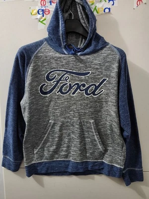 Sudadera Ford Motors Adulto S Gris Azul Crew Pullover Spellout Colorblock Raglán Foto 1 de 4