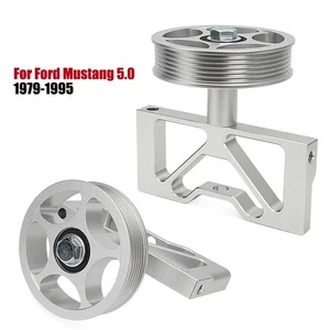 Billet Competition Air Pump Idler Bracket with Pulley For Ford Mustang 5.0 79-95 - Picture 1 of 10