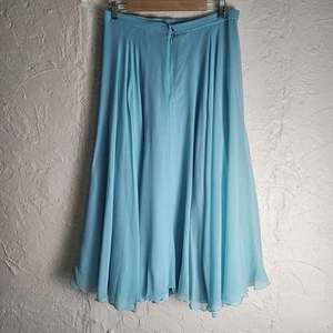 Alfred Angelo 100% Silk Blue Ruffle Tulle Maxi Flowy Skirt Size 14 - Picture 1 of 8