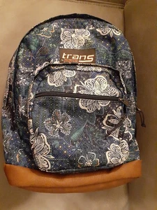 TRANS By Jansport Backpack Blue & Green White Floral - Picture 1 of 10