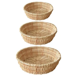 Wicker Woven Basket Bread Tray Serving For Fruit Cosmetic Tabletop Bathroom - Picture 1 of 9
