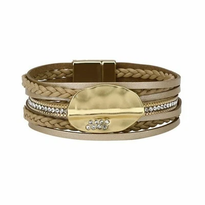 Men Women 5/6pcs set Multilayer Wristband Bangle Cuff Leather Leaf Owl Bracelet - Image 1 of 4