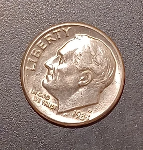 Colección de monedas de diez centavos Roosevelt 1983-D de Estados Unidos circuladas (#1) - Imagen 1 de 2
