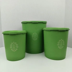 Vintage Tupperware Green Canister Nesting Set of 3 with Lids - Picture 1 of 24