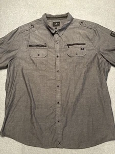 Marc Ecko Cut & Sew Button Up Shirt Men’s 4XL Gray Short Sleeve Y2K Streetwear - Picture 1 of 9
