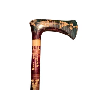 Bastone da passeggio in legno, manico testa Tomahawk, pizzo - vintage fatto a mano - Foto 1 di 6