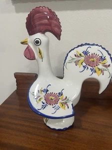 Vintage Portugal Folk Art Ceramic Rooster Figurine Hand Painted 10 3/4” - Picture 1 of 10
