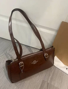 Borsa a tracolla donna CBJ05 Coach marrone cenere in pelle prodotti outlet nuova con etichetta - Foto 1 di 8