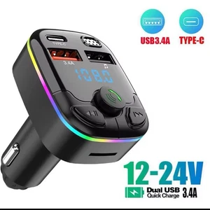 Car Wireless Bluetooth FM Transmitter MP3 Player USB Car Charger Adapter UK - Picture 1 of 6