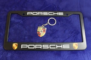 Light Metal Porsche License Plate Frame Key Fob Key Chain Accessory Crest - Picture 1 of 14