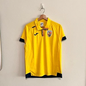 Vintage Rominia National Soccer Team Yellow Polo Jersey Kit Away Size Small Joma - Picture 1 of 5