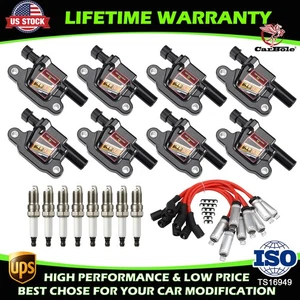 8 Square Ignition Coil+Iridium Spark Plug+Wire For GMC Chevy 5.3 6.0L 6.2L UF413 - Picture 1 of 24