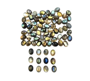 Natürlicher Labradorit Oval Cabochon Lose Edelstein Lot 49 Stck. 7*9 MM 100 CT - Bild 1 von 6