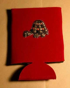 Tortue Marron Brodé Bouteille Simple Rouge Support Chauffe Refroidisseur Isolant - Picture 1 of 2