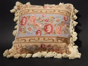 ANTICO PREZIOSO ELEGANTE CUSCINO VITTORIANO RICAMO MANO PICCOLO PUNTO FLOREALE - Imagen 1 de 4