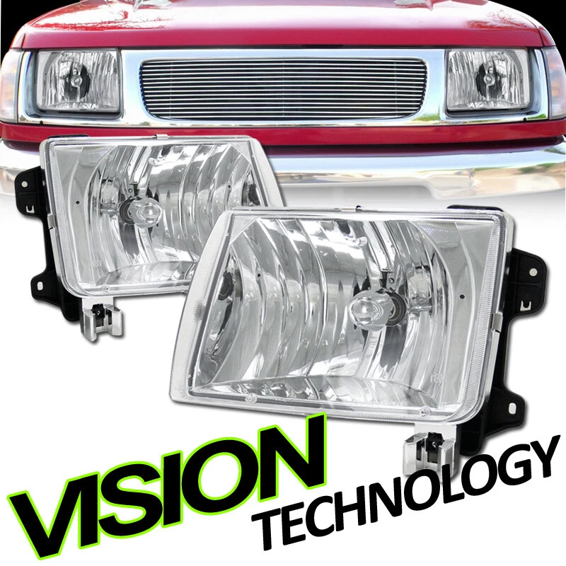 Faros transparentes cromados KS para 98-00 Nissan Frontier/Xterra JDM Foto 1 de 2