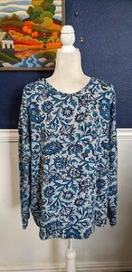 Urban Outfitters KOTO Blue Paisley Floral Long Sleeve Crewneck Tunic Extra Large - Picture 1 of 10