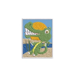 Lindo parche bordado de cocodrilo para bebé planchar/coser apliques de zoológico artesanal para niños - Imagen 1 de 12