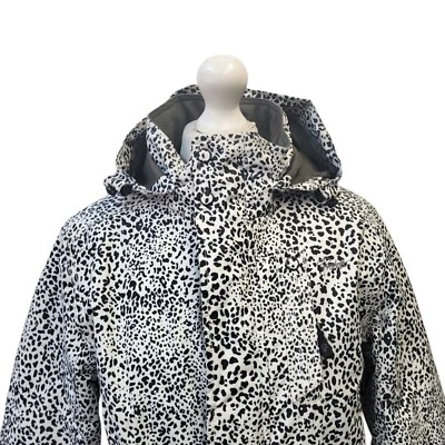 Protest Black & White Animal Print Hooded Ski Jacket Coat UK Women's Size M K790 - Image 1 of 4
