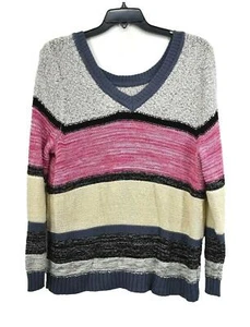 Caslon Damenpullover mehrfarbig Rundhalsausschnitt Langarm gestreift meliert 2X - Bild 1 von 8