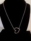 [Mary Kay] Vintage Silver Tone & Crystal Rhinestone  Open Heart Pendant Necklace