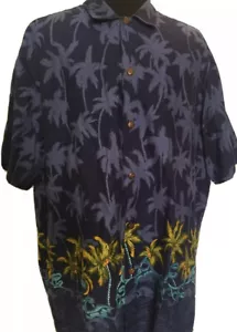 Hilo Hattie Hawaiian Shirt Mens 3XL Blue Palm Trees Cotton - Bild 1 von 7