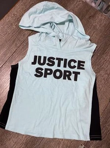 Justice sz 14 blue black Hoodie Blue sport crop top gymnastics cheer dance guc - Picture 1 of 4