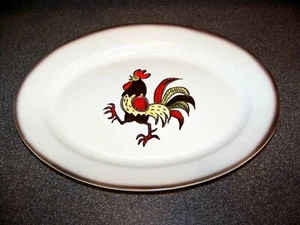 Vernon Ware by Metlox Poppy Trail Rooster Oval Plate Platter Made in USA - Picture 1 of 4