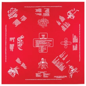 Printed Image First Aid Tips Bandanna 22" x 22" Red Emergency Survival - Picture 1 of 1