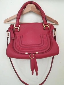 Chloe red Marcie bag in grained leather tote shoulder handbag or crossbody - Picture 1 of 8