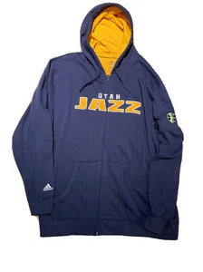 Utah Jazz Men’s Adidas Full Zip Hoodie Sweatshirt Drawstrings Pockets Size XL - Picture 1 of 6