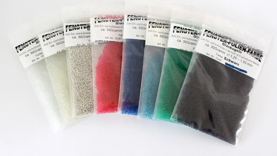 FARBENSPIEL SCHMUCKZUBEHÖR Glaskugeln • Fenster Folien Farbe / Window Color • 30g in verschiedenen Farben