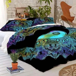Tie Dye Boho Indian Queen Quilt Duvet Cover Mandala Hippie Bedding Cover Set - Picture 1 of 2